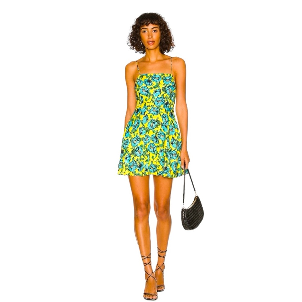 Alice + Olivia Yellow and Blue Floral Dress